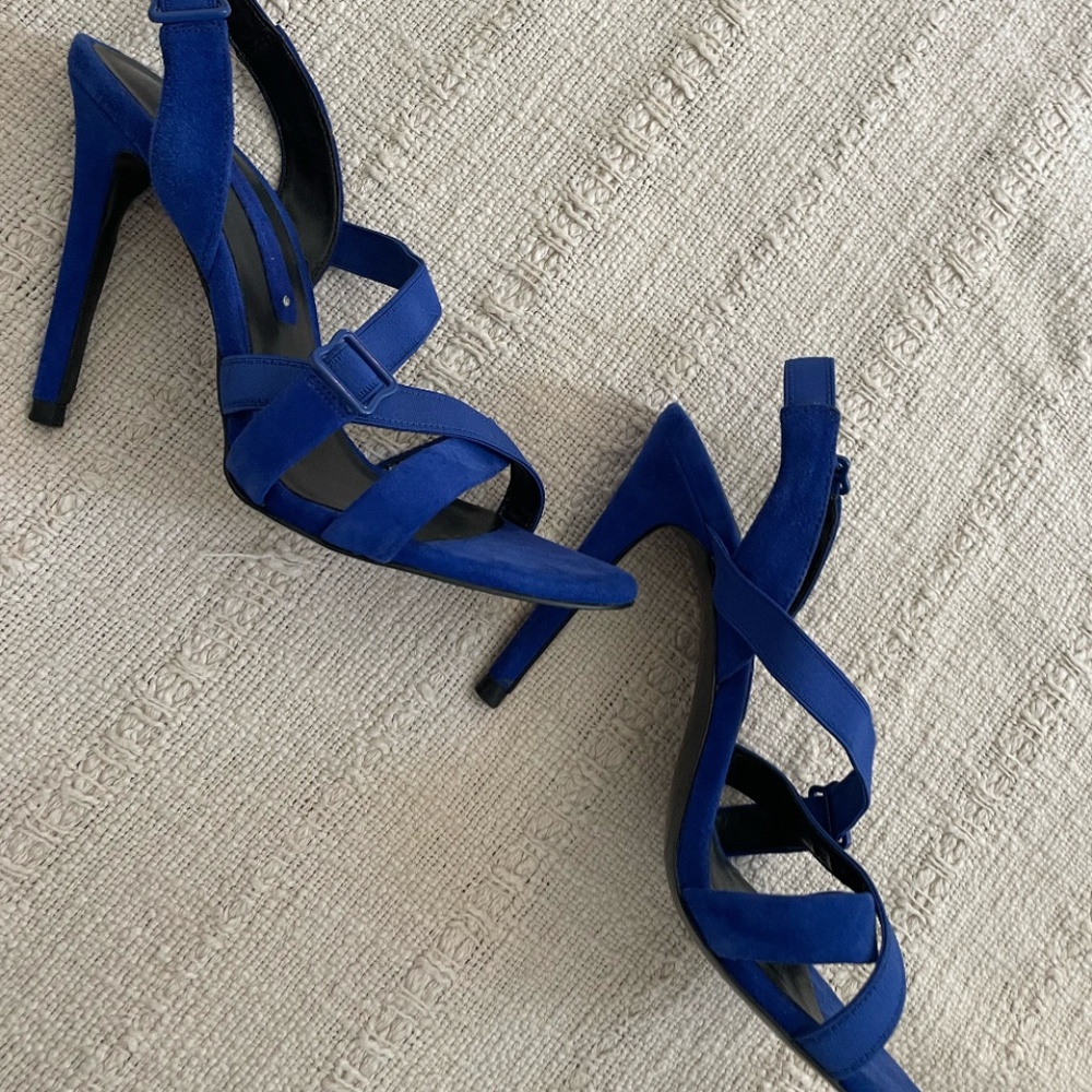 Zara Woman Cobalt Blue 4 Inch Strappy Stiletto Heels Size 7.5 | 38 EU